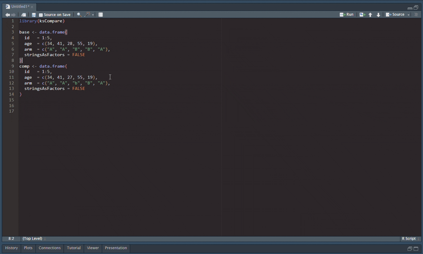 Animated preview of generating a ksCompare HTML report and scrolling through the result